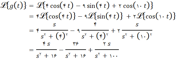 روش حل مثال دوم در تبدیل لاپلاس ترکیب خطی دو تابع در سایت ریاضیات ایران