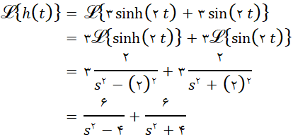 مثال سوم در تبدیل لاپلاس ترکیب خطی دو تابع در سایت ریاضیات ایران